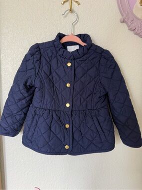 Janie and Jack Quilted Navy Jacket with Gold Buttons